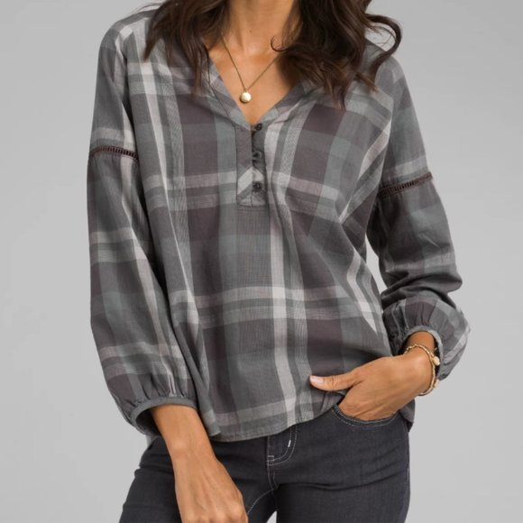 Prana Plaid Blouse - Picture 1 of 3